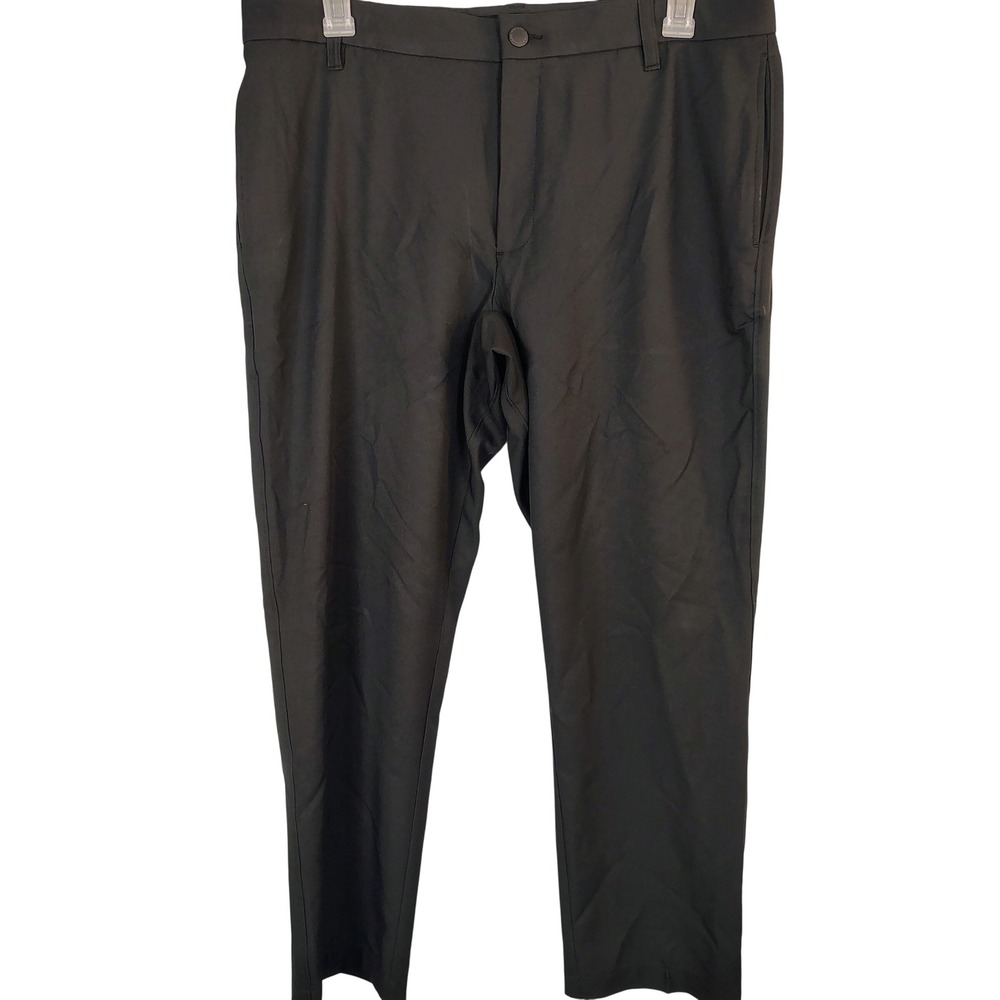 Savane Mens‎ Black Recycled Polyester Performance Dress Pants 36x30 Flat Front